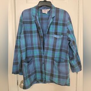 VINTAGE Pier 1 Blue and Green Plaid Blazer